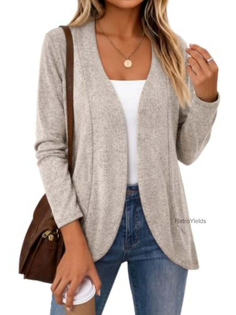 Women's Lightweight Soft Knit Open Front Long Sleeve Cardigan Sweater